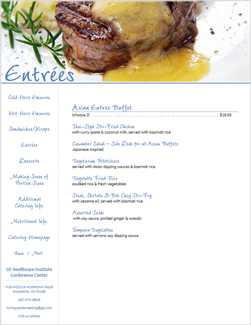 GE entrees menu page