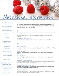 GE nutritional information page